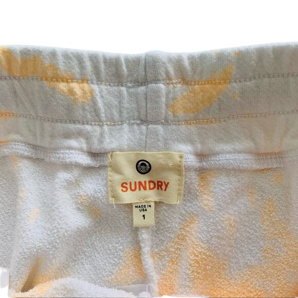 Sundry Women's Orange Tie Dye White Drawstring Shorts size 1 / Small - Picture 3 of 10